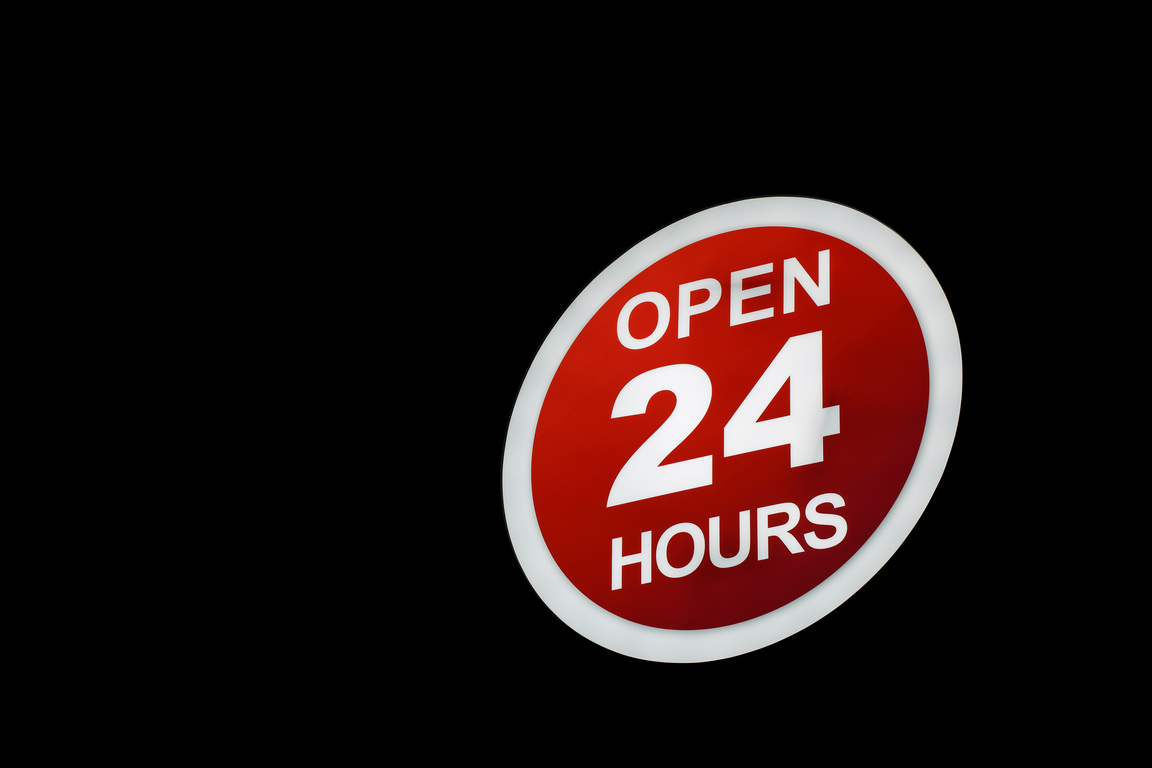 Open 24 Hours (with Clipping Path)